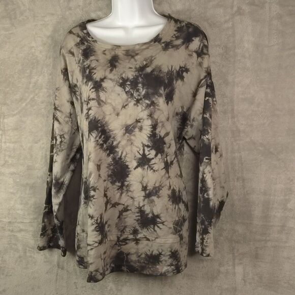 J. Jill Tops - J Jill Fit Tie Dyed Relaxed Pullover Plus Size 2X Charcoal Gray Comfy Stretch
